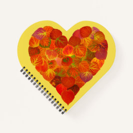 Cuaderno Me Encanta El Otoño, Sutil—El Corazón De Hojas Roj