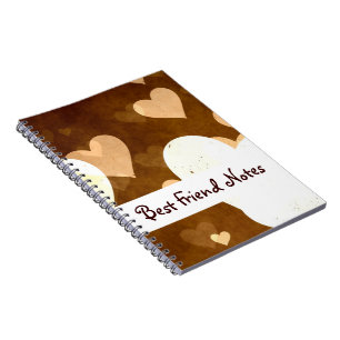 Cuaderno Me Encanta El Patrón Del Corazón Marrón Claro G