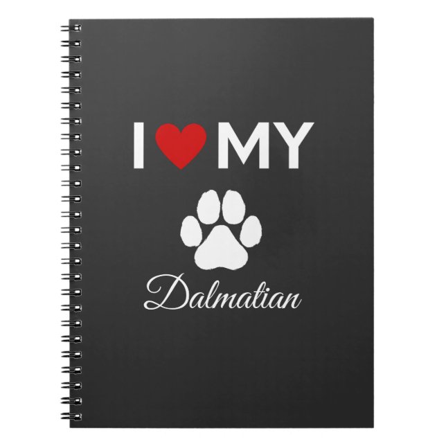Cuaderno Me encanta el personalizado de perro dalmatiano (Frente)