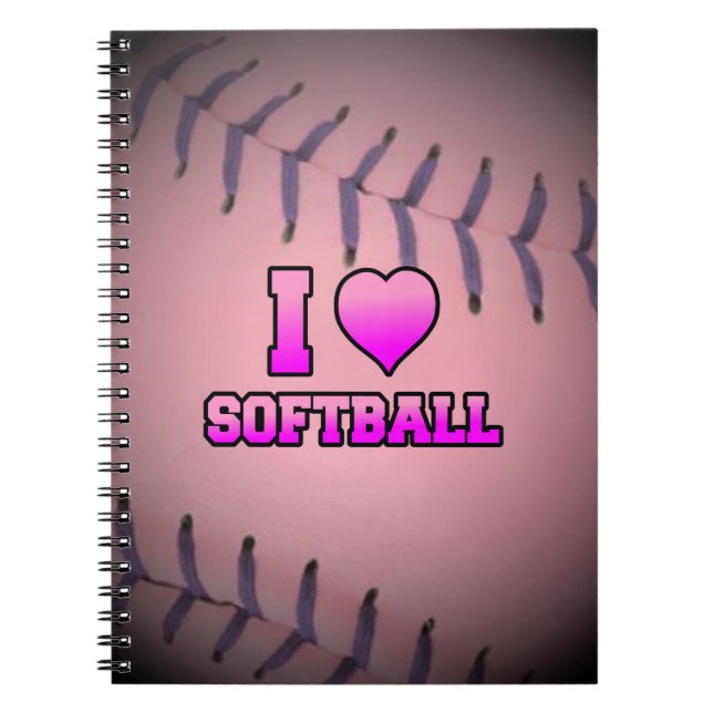 Cuaderno Me encanta el sóftbol rosa (Frente)