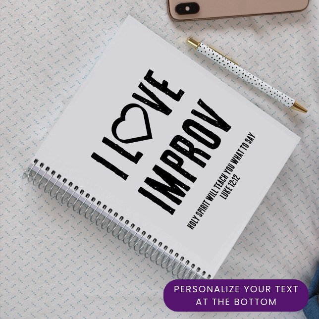 Cuaderno ME ENCANTA IMPROV Christian Evangelism Journal (Simple I LOVE IMPROV personalized Notebook with CUSTOMIZABLE Christian text. Ideal Christian gift.)