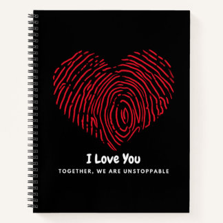 Cuaderno Me encanta la huella dactilar roja cardíaca espira