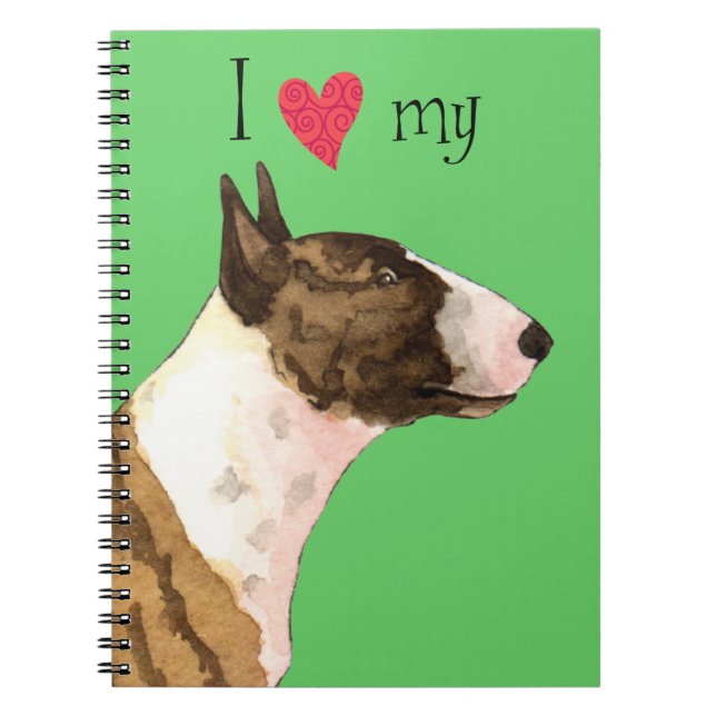 Cuaderno Me encanta mi Mini Bull Terrier (Frente)