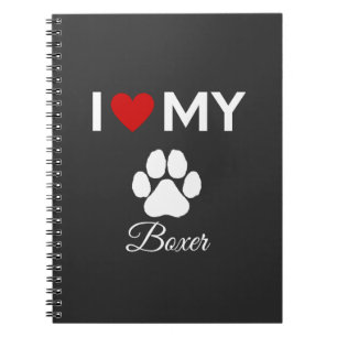Cuaderno Me encanta mi nombre personalizado de perro Boxer