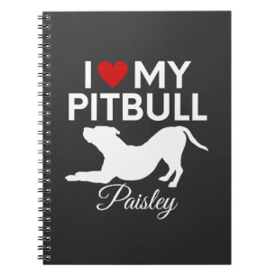 Cuaderno Me encanta mi nombre personalizado de perro de pit