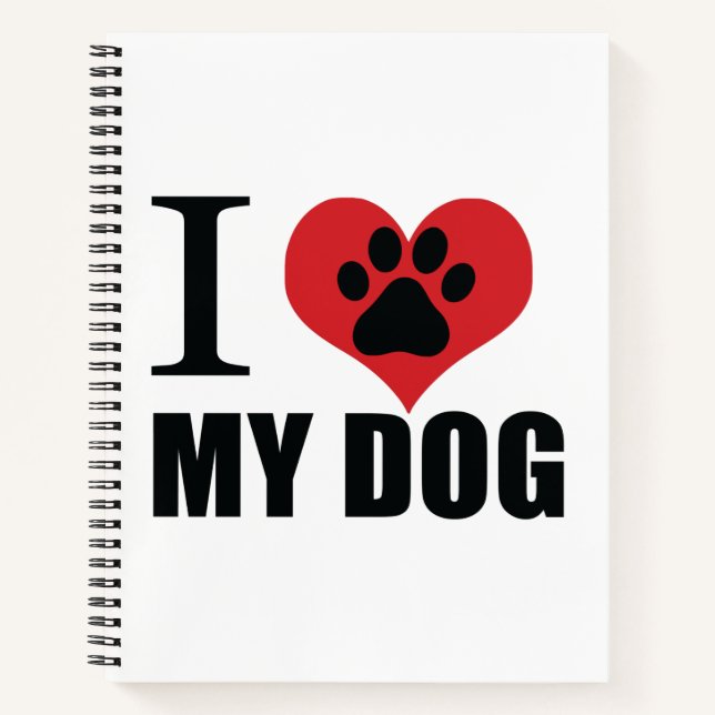 Cuaderno Me encanta mi perro tirando almohada (Anverso)