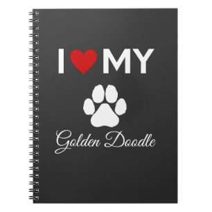 Cuaderno Me encanta mi personalizado de perro Doodle dorado