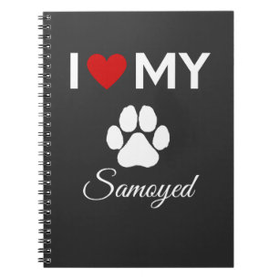 Cuaderno Me encanta mi personalizado de perro Samoyed.