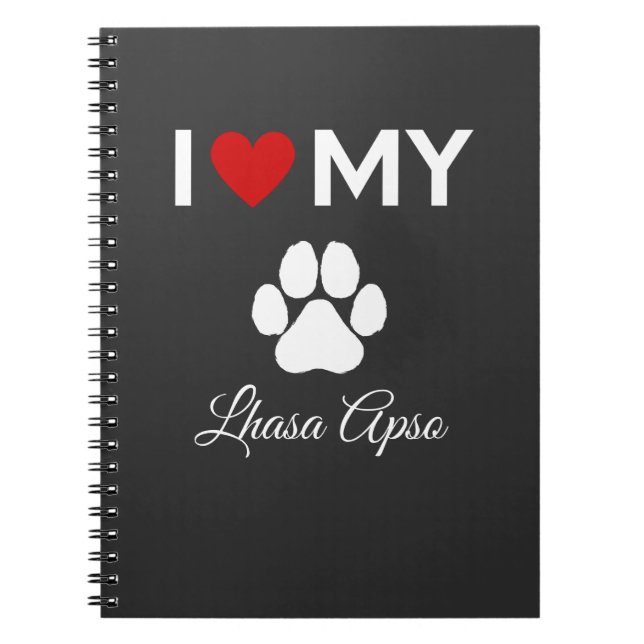 Cuaderno Me encanta mi personalizado de perros Lhasa Apso (Frente)