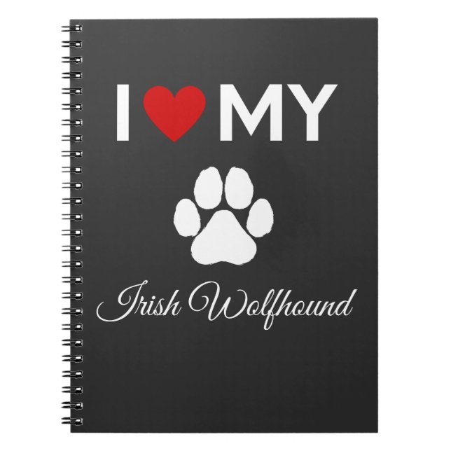 Cuaderno Me encanta mi personalizado irlandés de perros Wol (Frente)