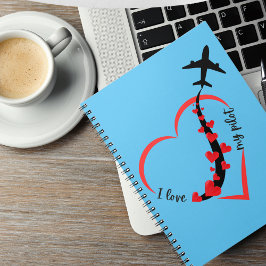 Cuaderno Me encanta mi piloto, corazón, aviación, avión