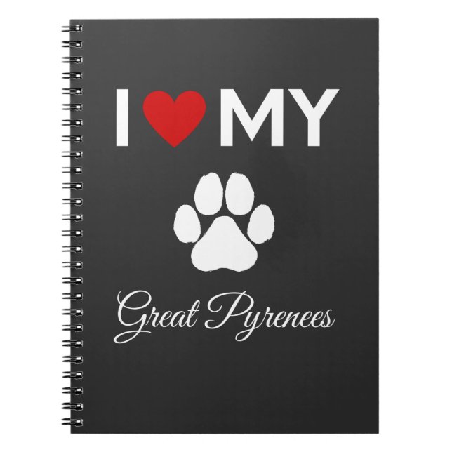 Cuaderno Me encanta mi texto de personalizado de perro en l (Frente)