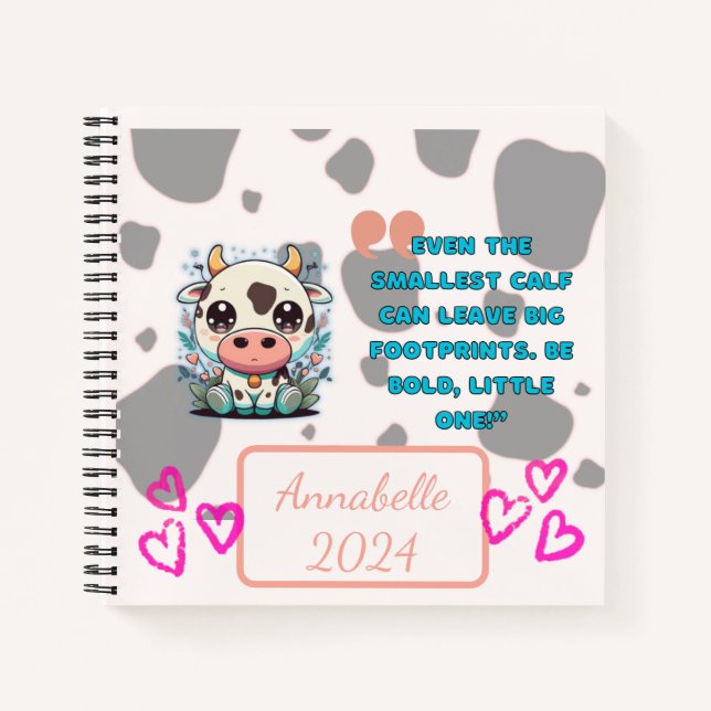 Cuaderno ¡ME ENCANTAN LAS VACAS! Portátil de espiral de 8,5 (Anverso)