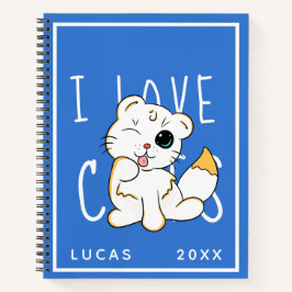 Cuaderno Me encantan los gatos: bloc de notas de plantilla 