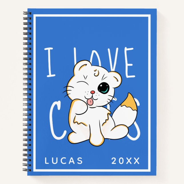 Cuaderno Me encantan los gatos: bloc de notas de plantilla  (Anverso)