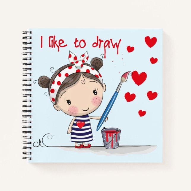 Cuaderno Me gusta dibujar a Personalizado Chica con bollo (Anverso)