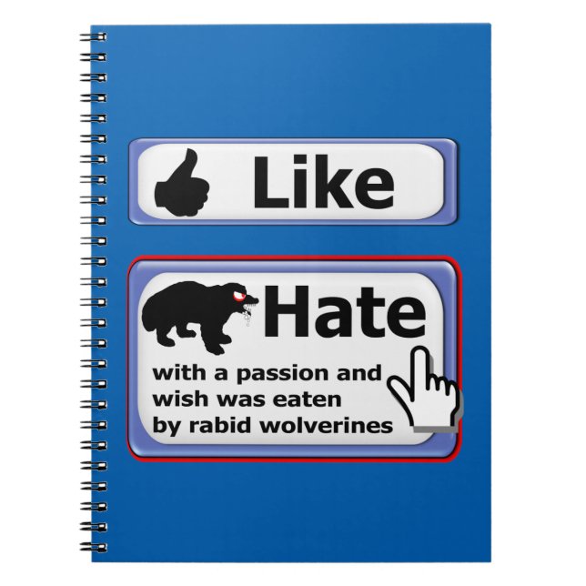 Cuaderno Me gusta u odio con un botón de pasión (Frente)
