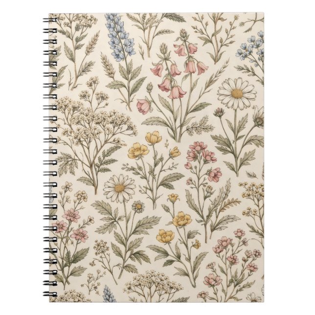 Cuaderno Meadow Botanica – Flor Silvestre Vintage (Frente)
