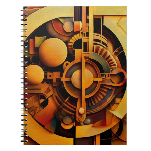 Cuaderno Mecanismo Dorado Abstracto Steampunk (Frente)