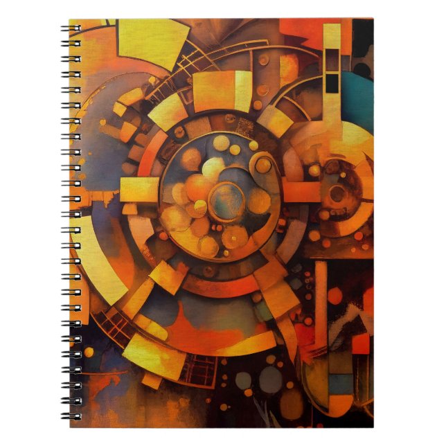 Cuaderno Mecanismo Solar Steampunk Abstracto (Frente)