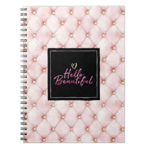 Cuaderno Mechas rosadas doradas Hola Corazón Hermoso 