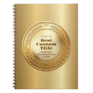 Cuaderno Medalla de oro realista 3D personalizable y editab