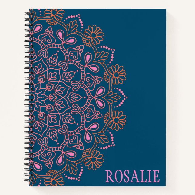 Cuaderno Medalla moderna de Boho Mandala en Verde azulado p (Anverso)
