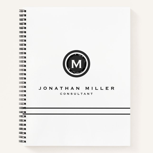 Cuaderno Medallón Monograma Blanco Profesional (Anverso)