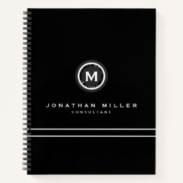 Cuaderno Medallón Monograma Negro Profesional