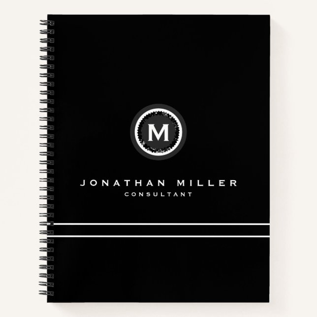 Cuaderno Medallón Monograma Negro Profesional (Anverso)
