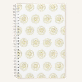 Cuaderno Medallones de Flor de Zinnia Blanca | Dorada