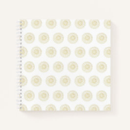 Cuaderno Medallones de Flor de Zinnia Dorada Blanca