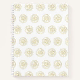 Cuaderno Medallones de Flor de Zinnia Dorada Blanca