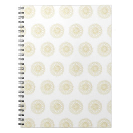 Cuaderno Medallones de flores de Zinnia blancas y doradas
