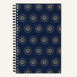 Cuaderno Medallones de flores de zinnia doradas | Azul mari
