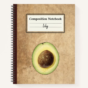 Cuaderno Media comp. personalizada de Ilustracion de aguaca
