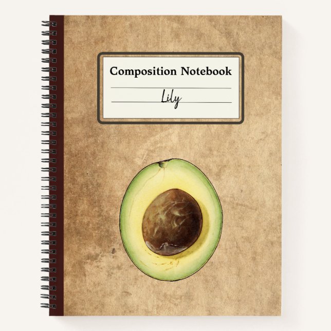 Cuaderno Media comp. personalizada de Ilustracion de aguaca (Anverso)