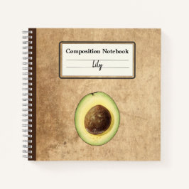 Cuaderno Media comp. personalizada de Ilustracion de aguaca
