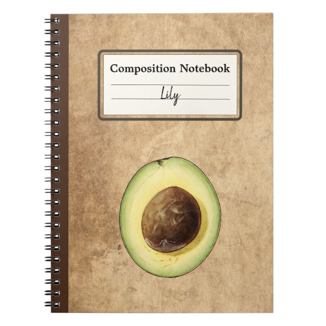 Cuaderno Media comp. personalizada de Ilustracion de aguaca (Frente)