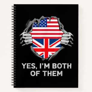 Cuaderno Media estadounidense mitad británica bandera de In