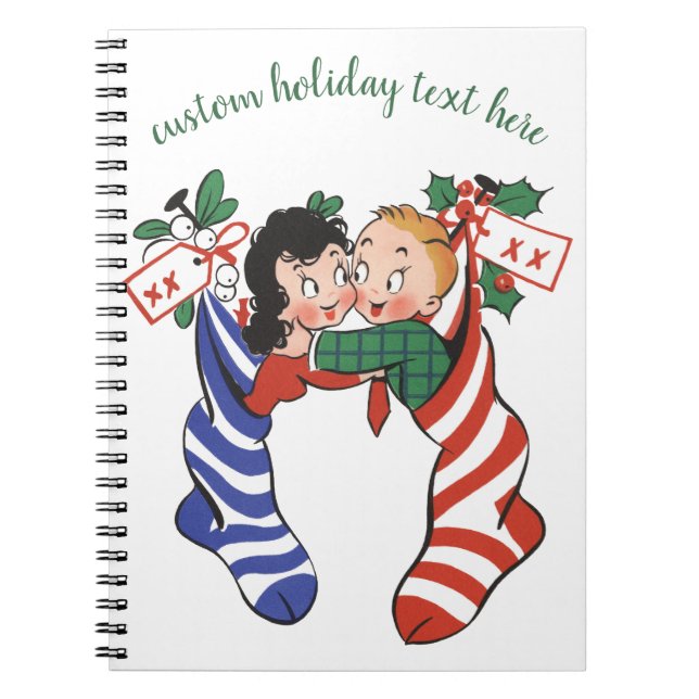 Cuaderno Medias de Navidad antiguas con niños lindos (Frente)