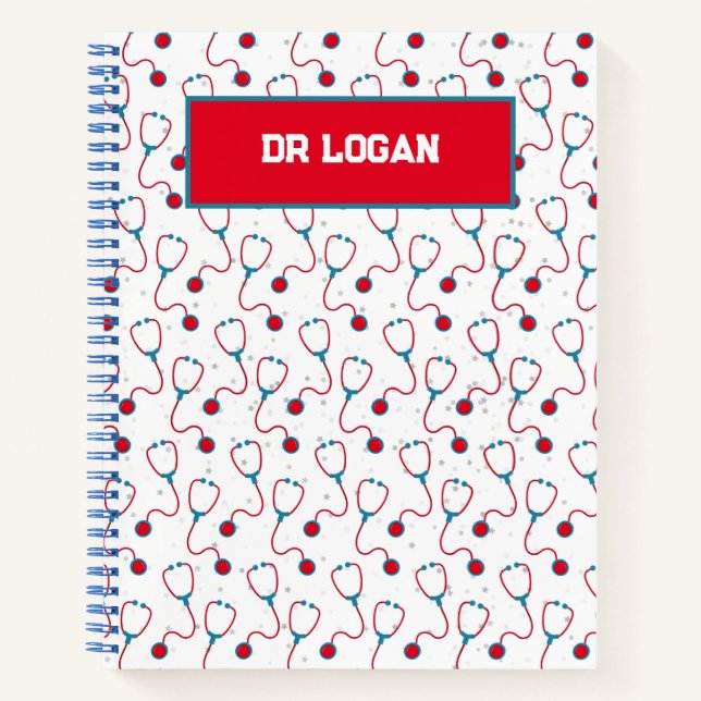 Cuaderno Médica nombre personalizado estetoscopio regalo mé (Anverso)