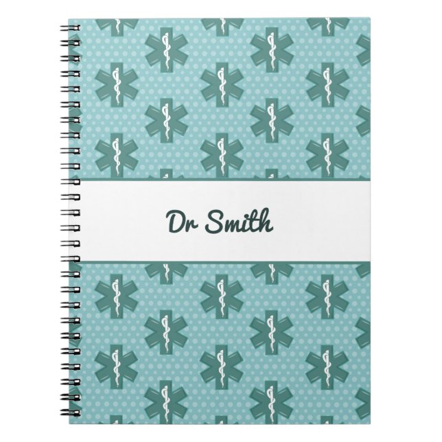 Cuaderno Médica nombre personalizado símbolo médico regalo  (Frente)
