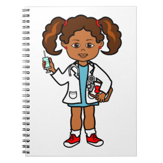 Cuaderno Médico afroamericano del chica del dibujo animado