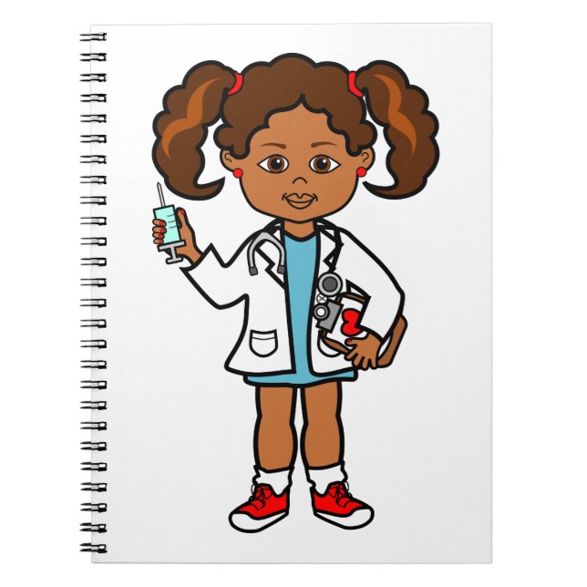 Cuaderno Médico afroamericano del chica del dibujo animado (Frente)