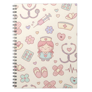 Cuaderno médico de enfermera rosa lindo