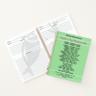 Cuaderno Medidas de recetas líquidas y secas Verde menta Ro