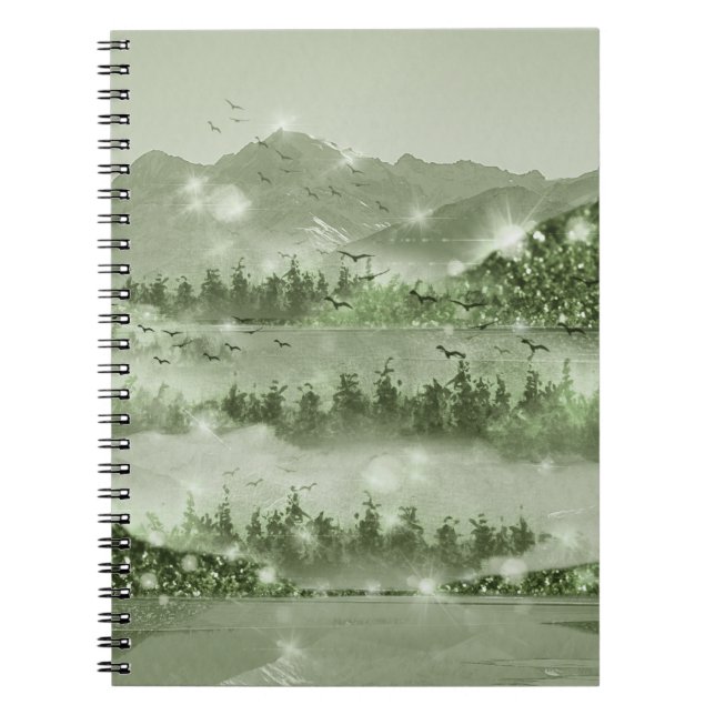 Cuaderno Medios mixtos del paisaje del lago de los bosques  (Frente)