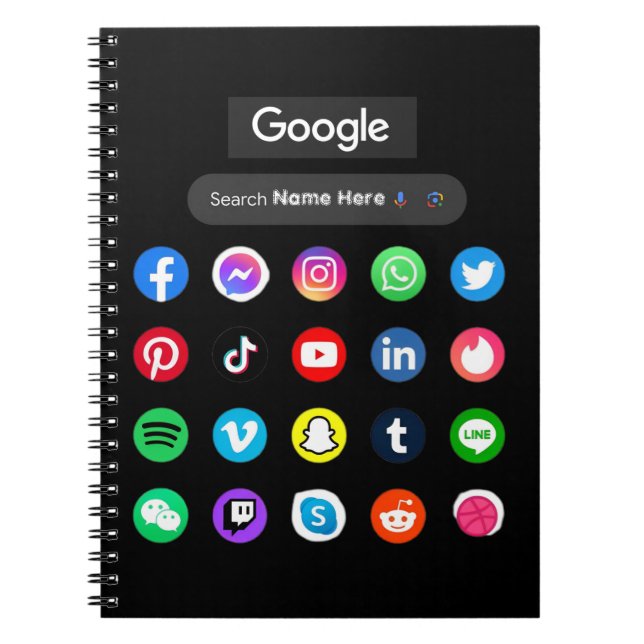Cuaderno Medios sociales de moda Iconos Google Search Bar B (Frente)