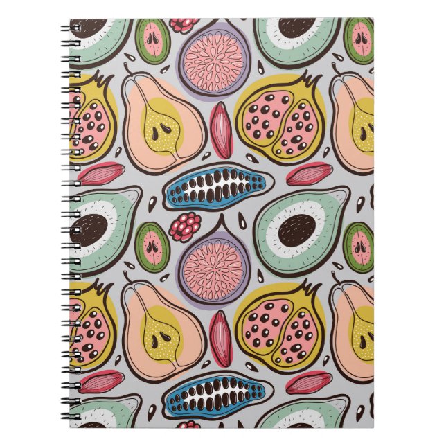 Cuaderno Medley de la fruta: Vibrante patrón sin foco (Frente)